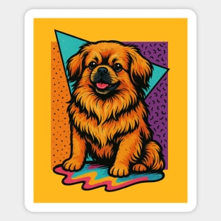 Retro 90s Tibetan Spaniel Vintage Dog Magnet